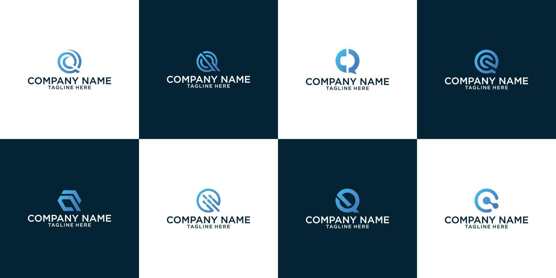 Abstract digital modern letter Q logo. typography business, corporate identity branding collection vector