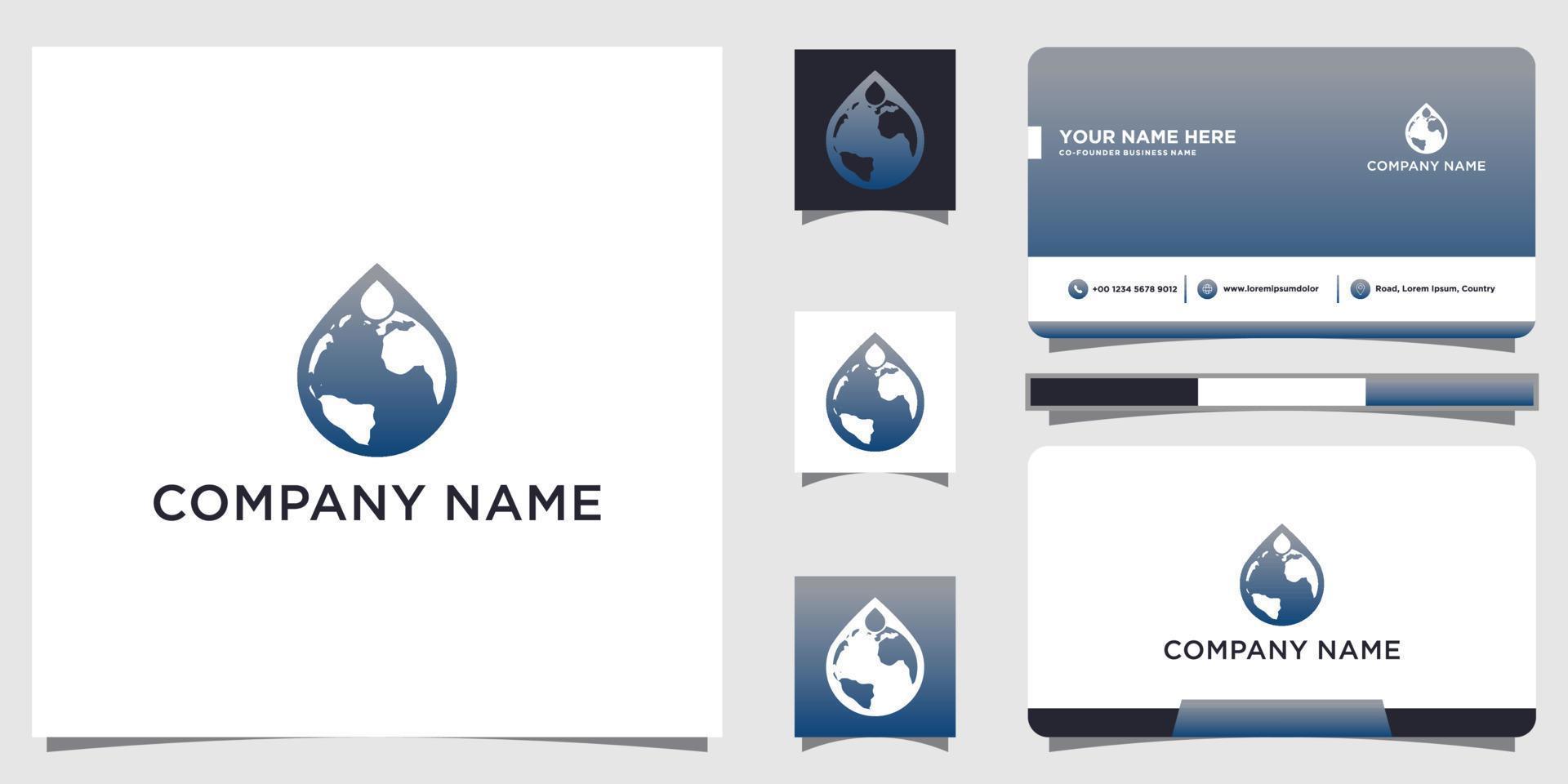 Globe drop shape concept Logo Icon Design with business card tamplate vector