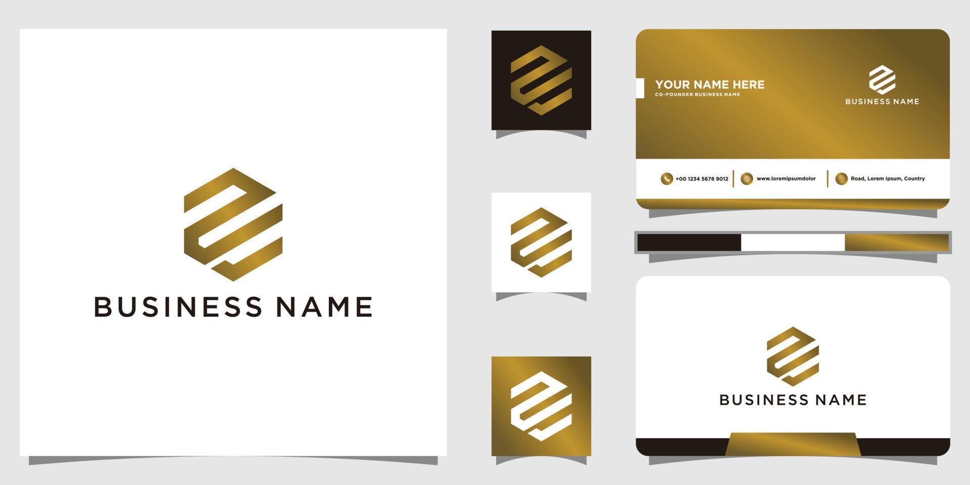 Letter NE logo template. hexagon logo with business card tamplate vector