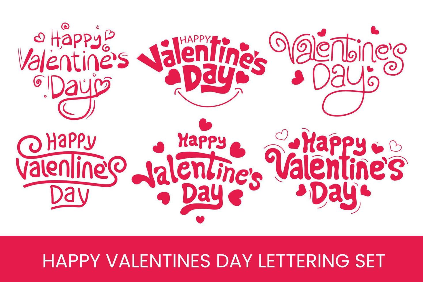 conjunto de letras feliz día de san valentín. caligrafía de día de San Valentín de estilo de letras escritas a mano para tarjetas de felicitación, diseño de impresión. ilustración vectorial vector