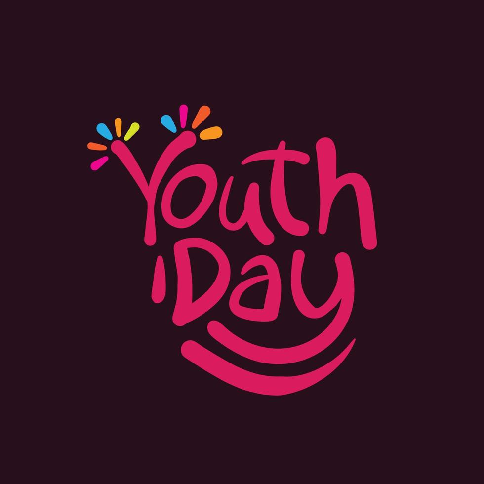 letras del día internacional de la juventud y diseño de tarjeta de felicitación de tipografía colorida para la celebración del día internacional de la juventud el 12 de agosto. concepto creativo para el cartel del día de la juventud y la amistad vector