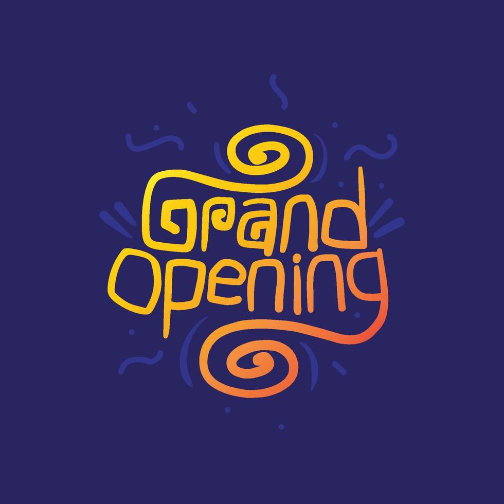 Grand opening lettering greeting card illustration for commercial business background. vector