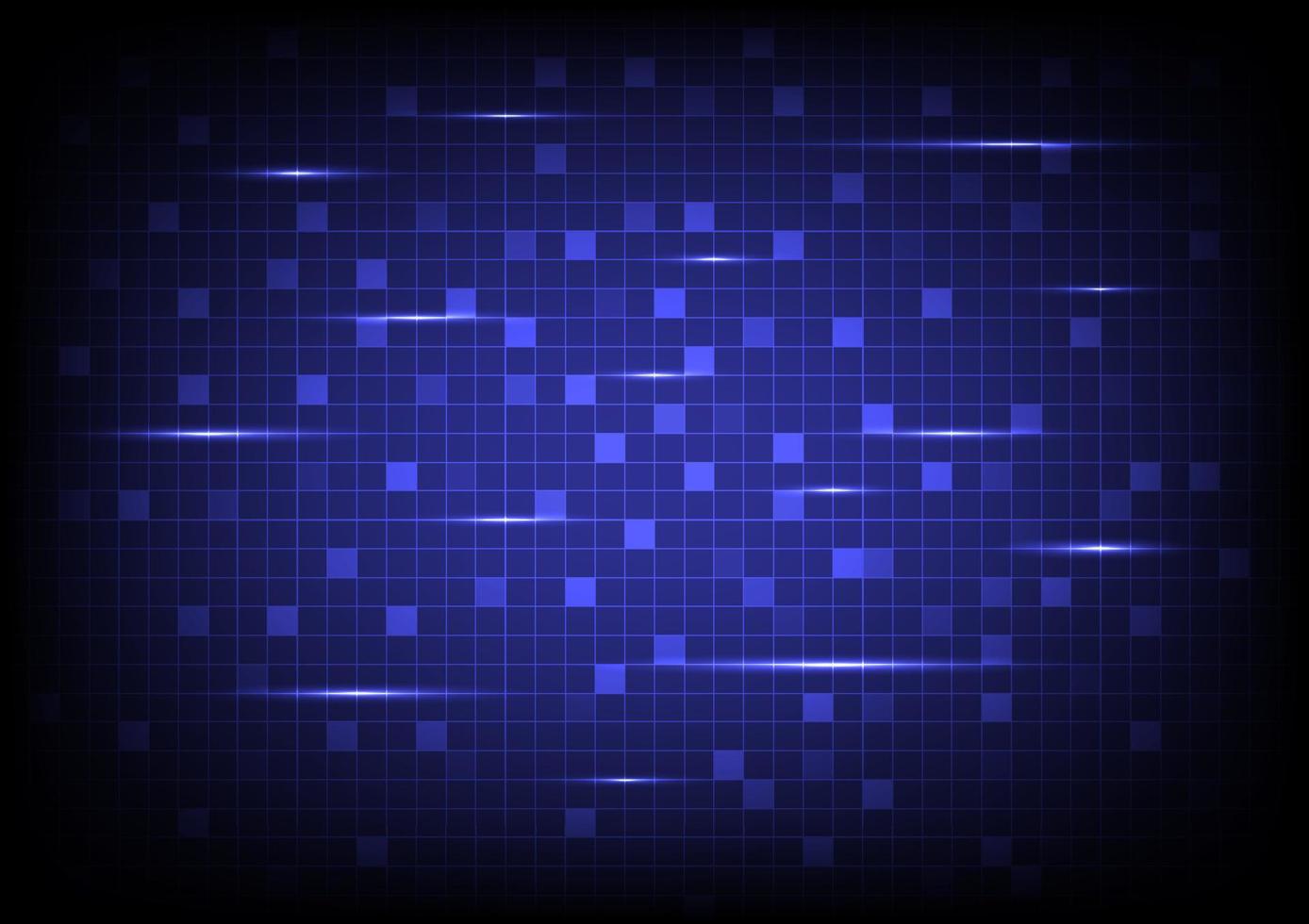 Abstract background. High-tech grid. Scattered squares with different brightness. and there are glowing lines on a blue gradient background vector