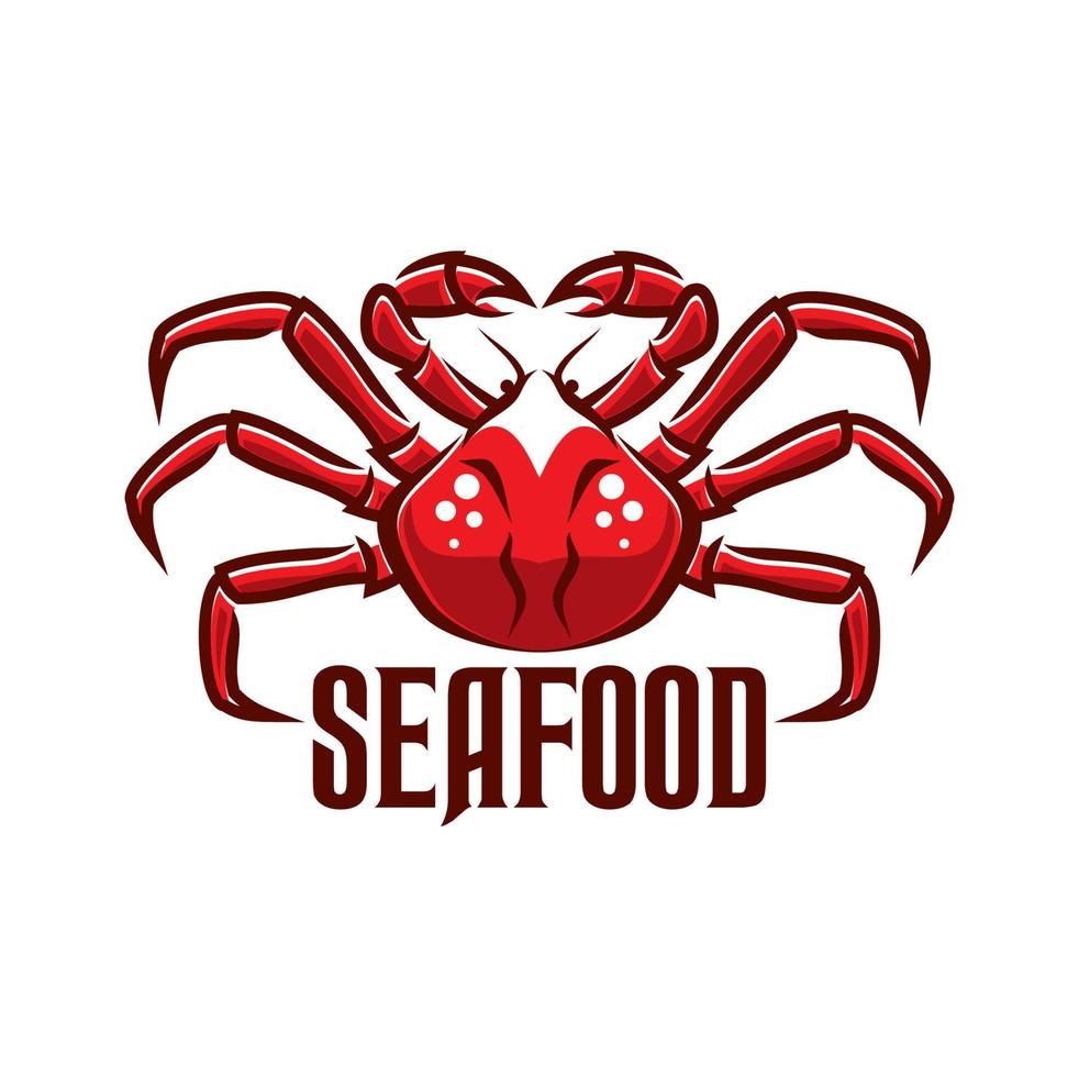 Seafood restaurant, shop or market icon with crab vector