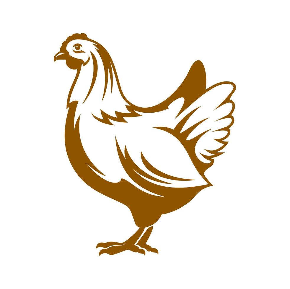 icono de gallina. granja de pollos y símbolo gráfico de aves de corral vector