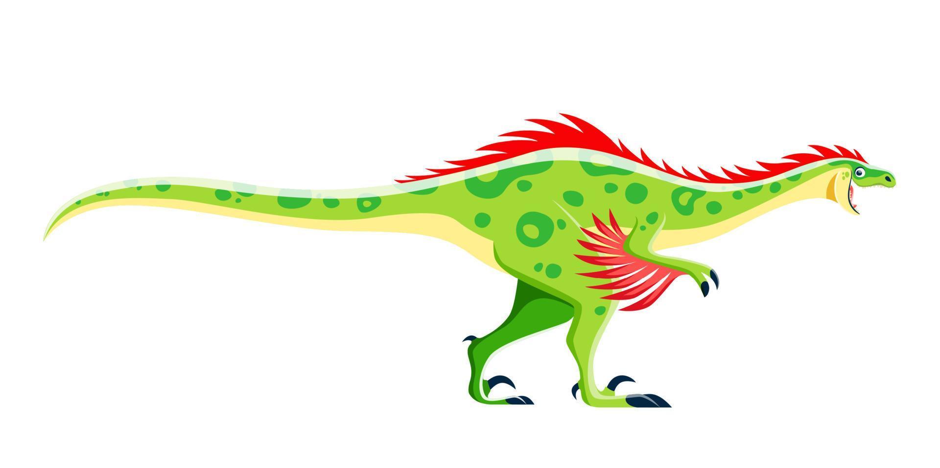 personaje cómico aislado de dinosaurio raptor de dibujos animados vector