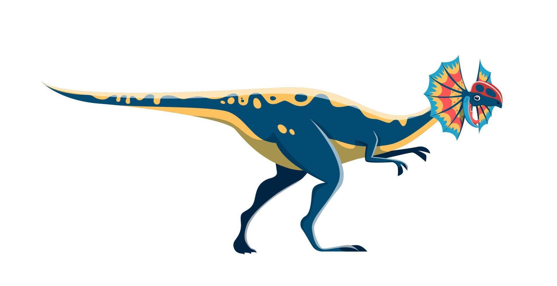 Cartoon Dilophosaurus dinosaur cute character vector