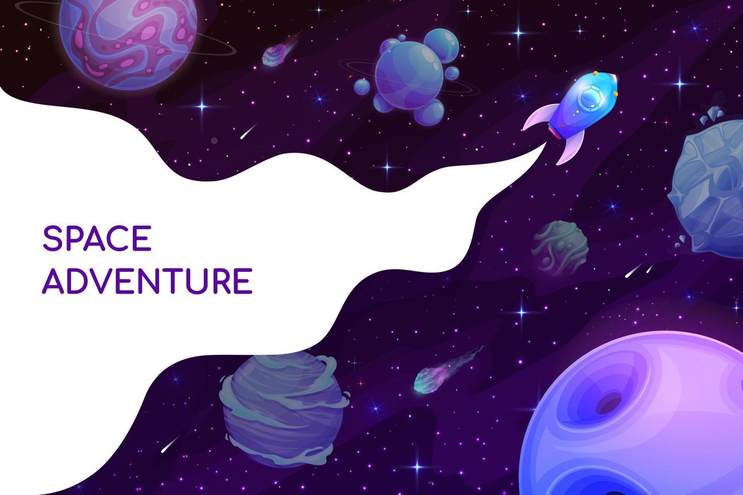 Cartoon space adventure poster, vector design