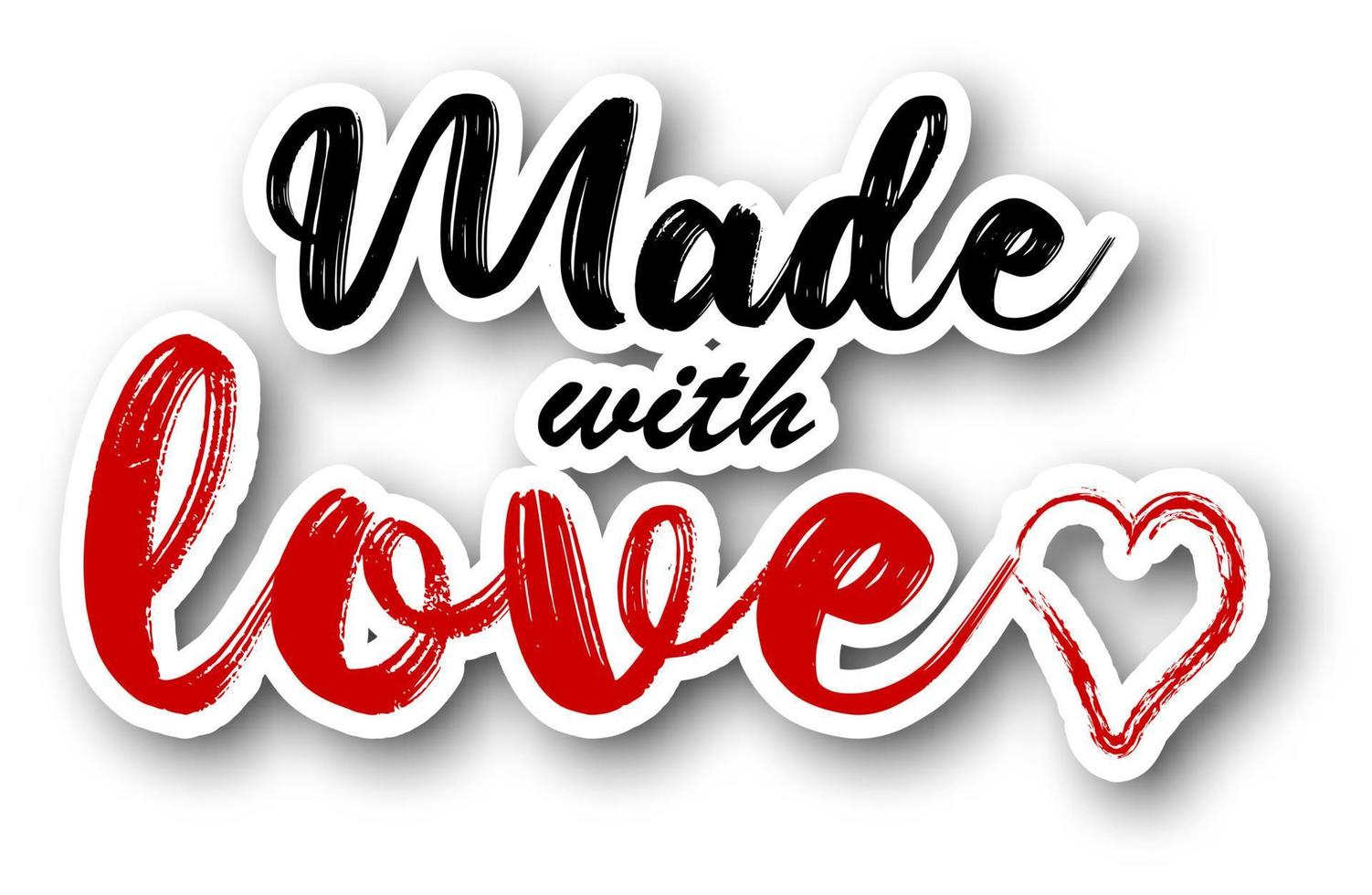 Sticker with Made with love lettering with heart symbol vector