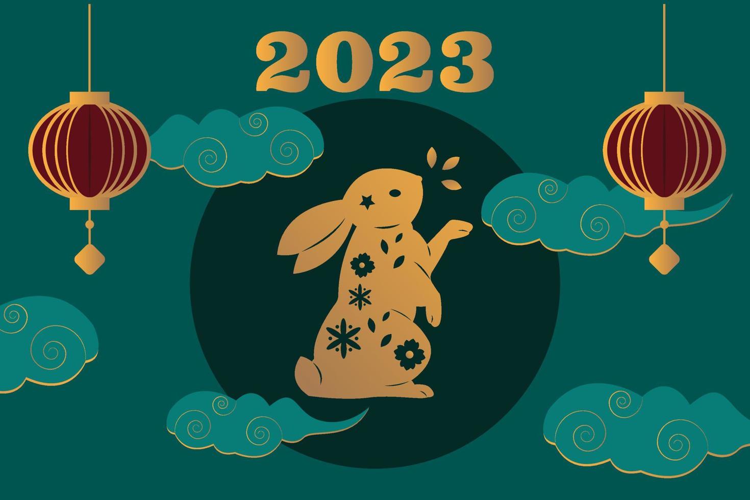 chinese new year celebration background in 2023 year of the rabbit vector
