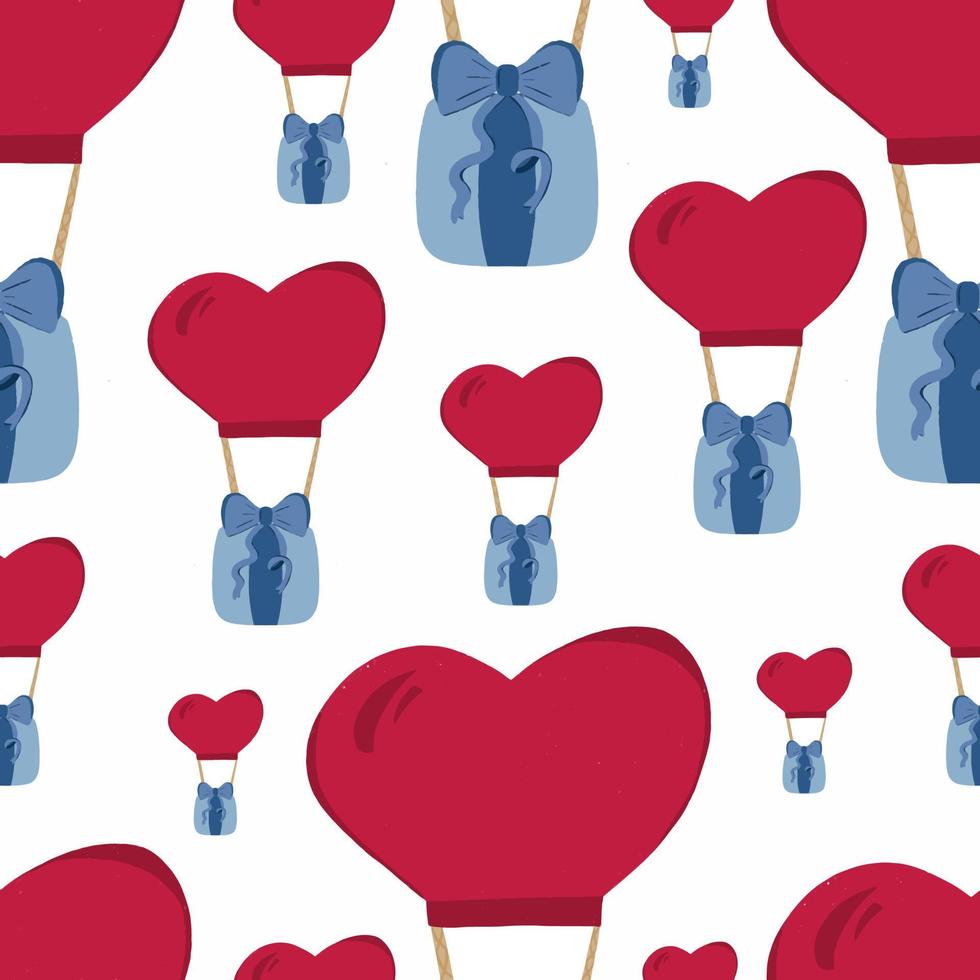 Seamless pattern Hot air balloon for valentine is day vector