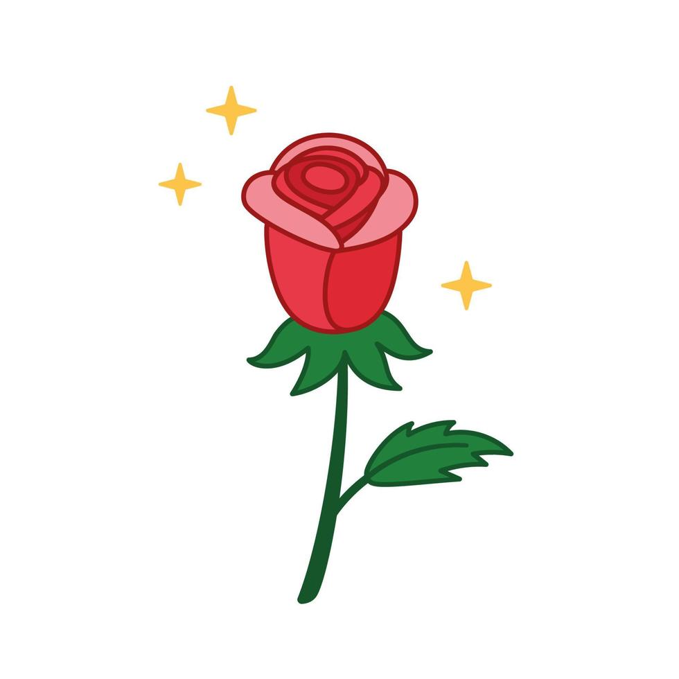 Hand drawn Rose icon. Vector illustration in Doodle style. Design icon, print, logo, symbol, decor. Valentines day gift, present.