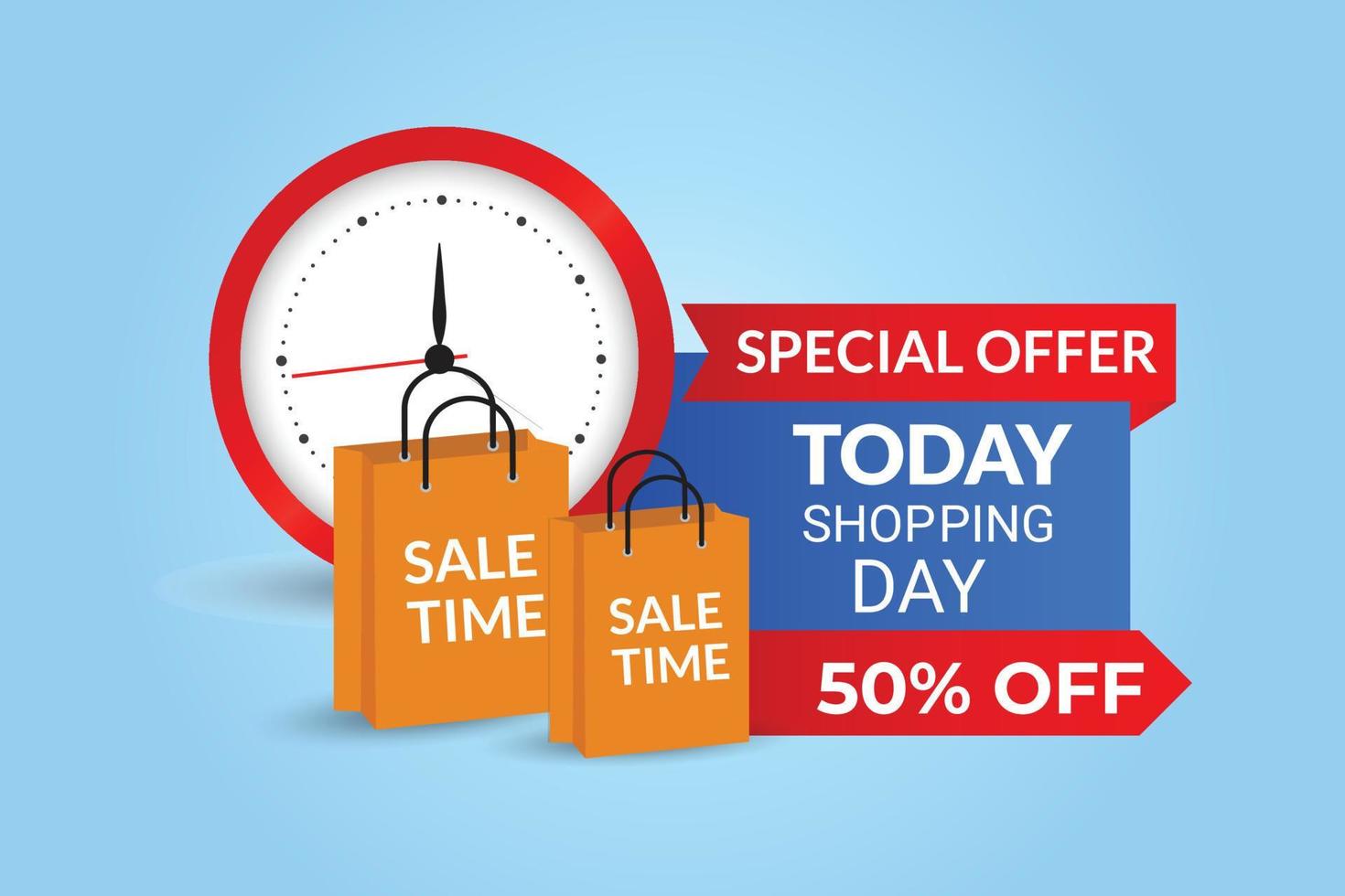 Today shopping day with special offer banner design. vector