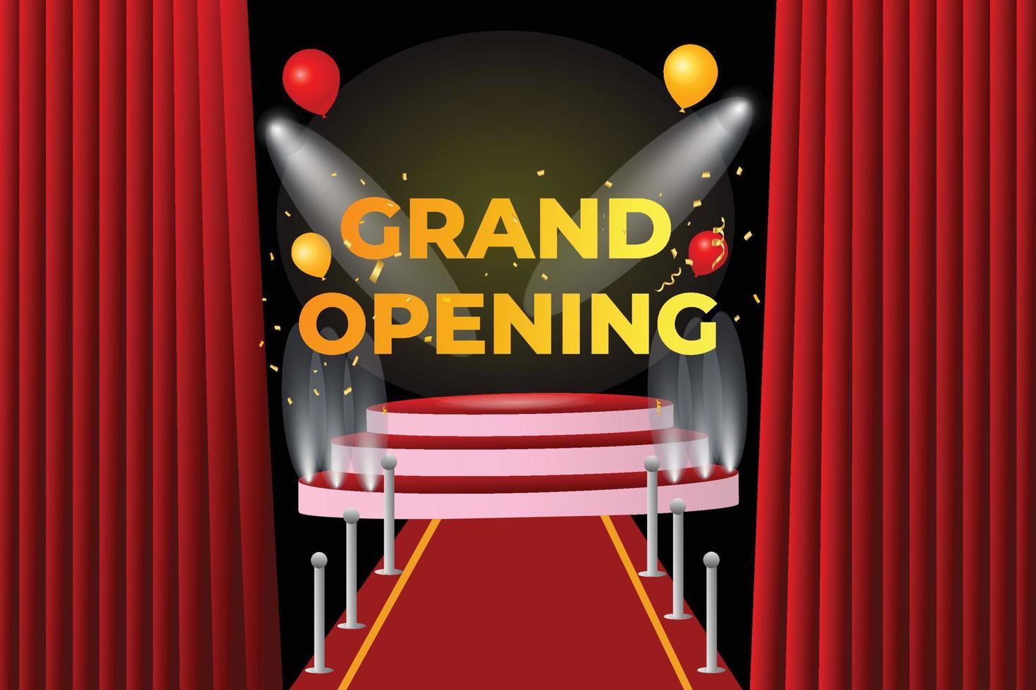 Vector red carpet with grand opening soon premium design