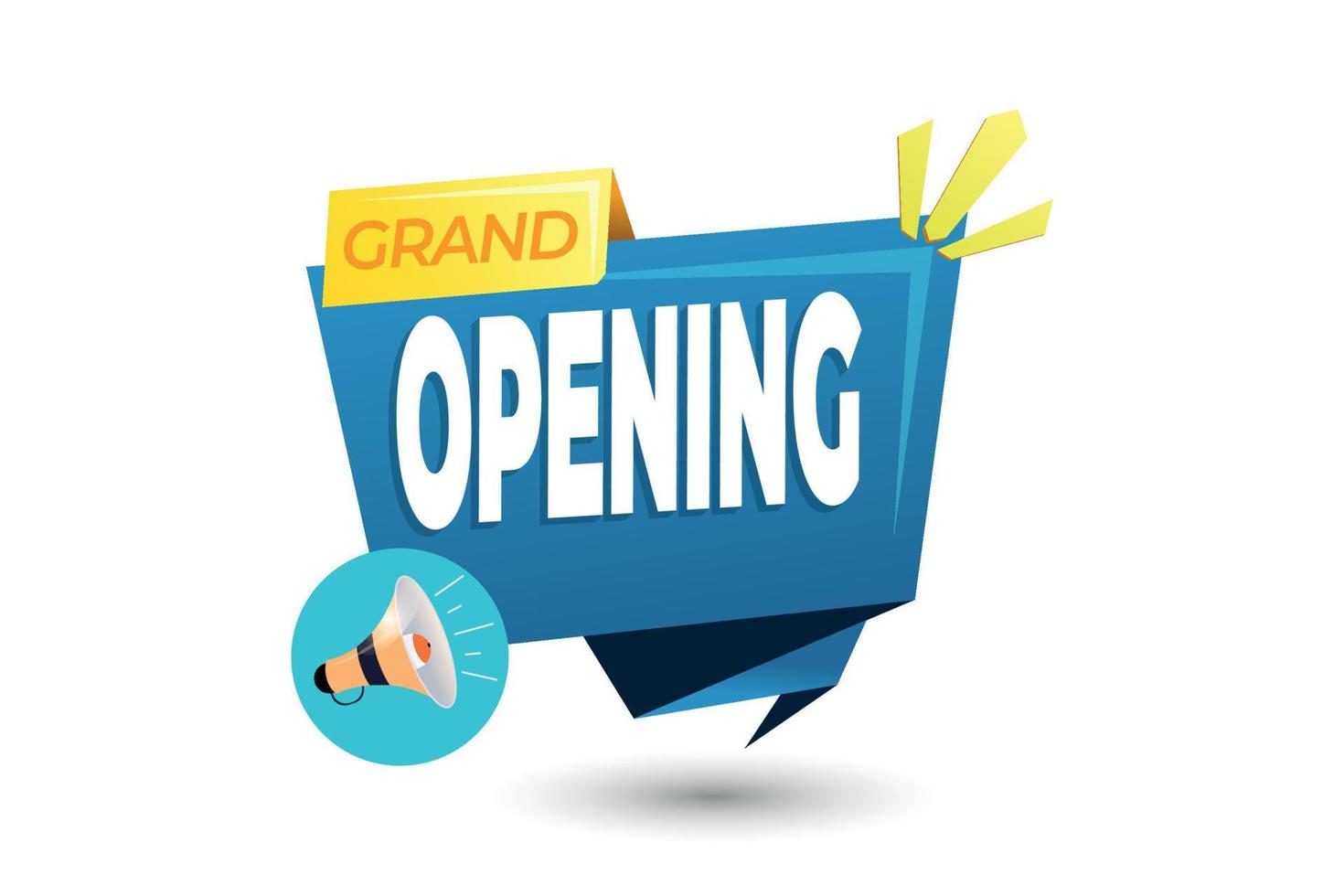 Grand opening text with megaphone vector illustration
