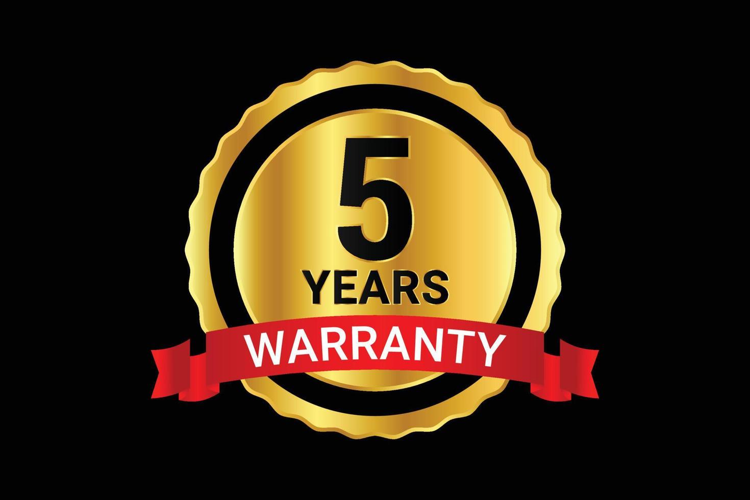 5 Years Warranty golden vector design into a circle with leaves.