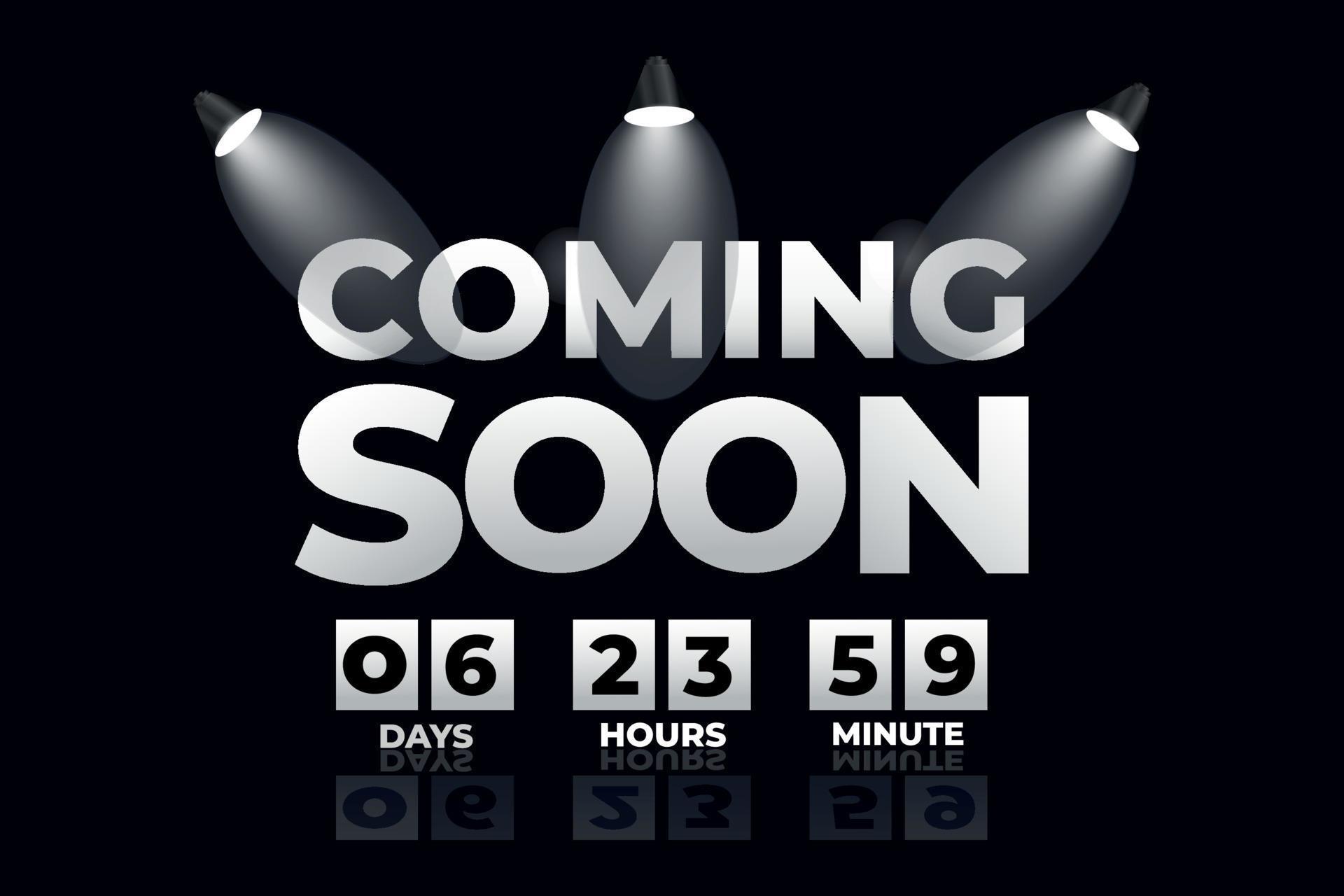 Realistic coming soon with reminder promotion background design