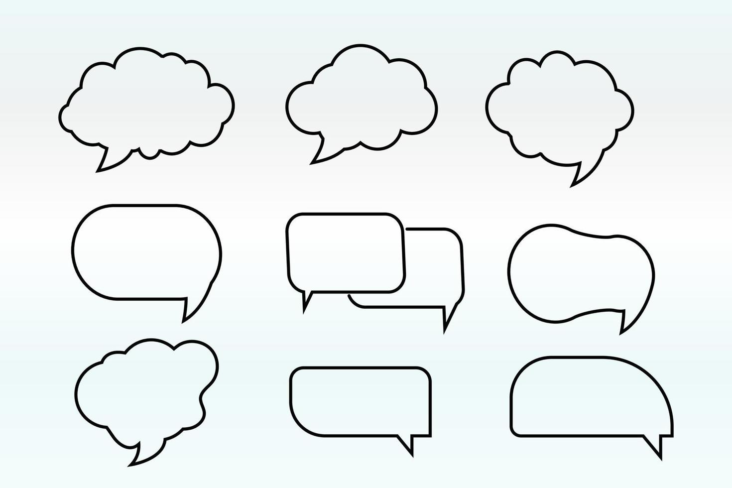 Set of Speech bubble line icons. Editable stroke linear design perfect hat speech bubble, Tick or check mark, Comment quote icons. Think speech bubble. Linear set vector