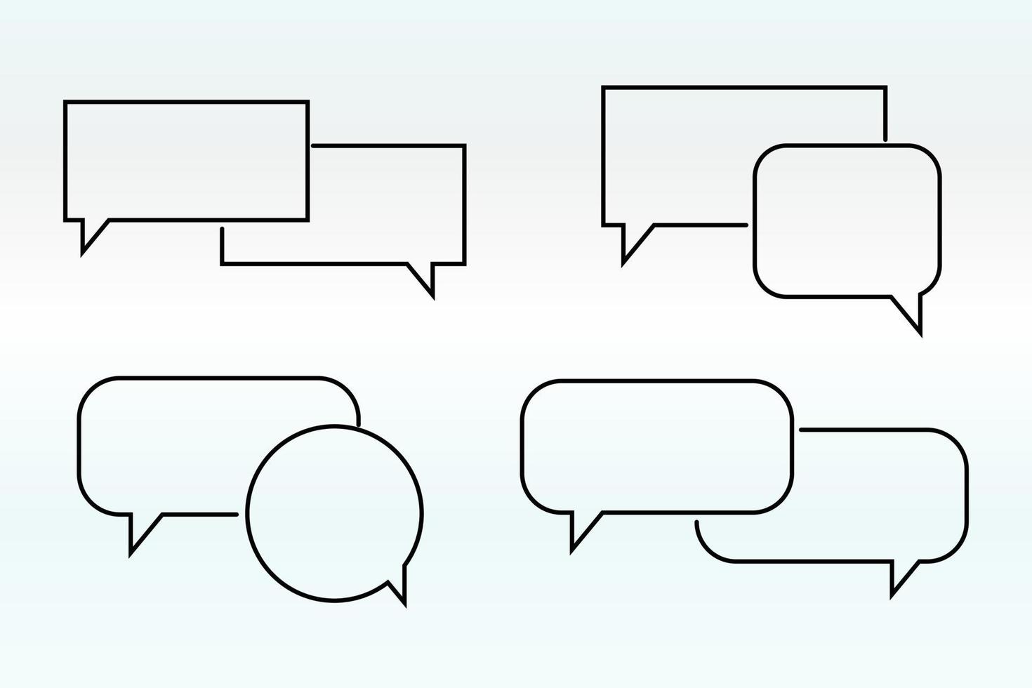 Set of Speech bubble line icons. Editable stroke linear design perfect hat speech bubble, Tick or check mark, Comment quote icons. Think speech bubble. Linear set vector