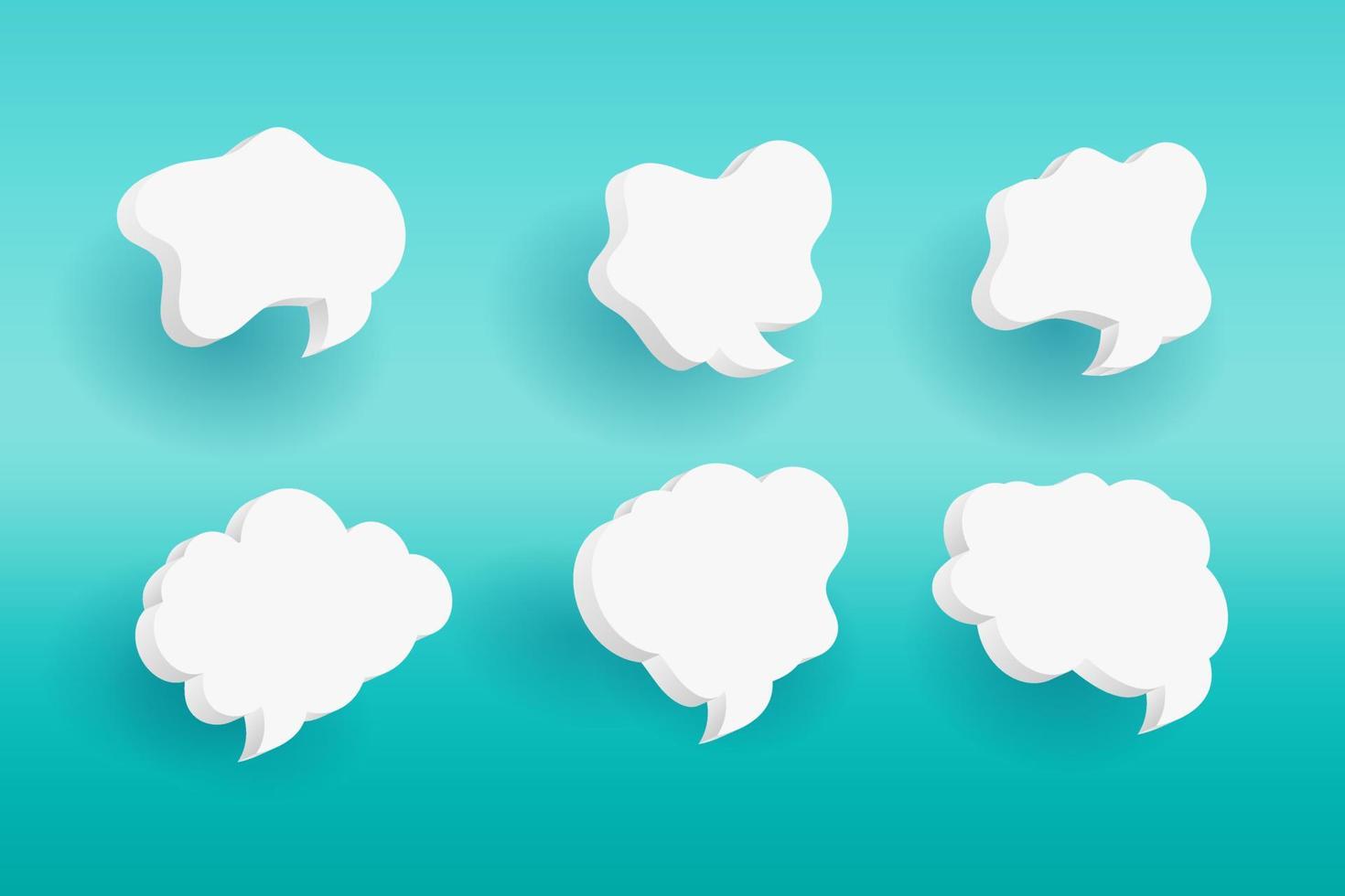 Set of Six 3D speech bubble icons, isolated on orange background. 3D Chat icon set Realistic 3d design. vector