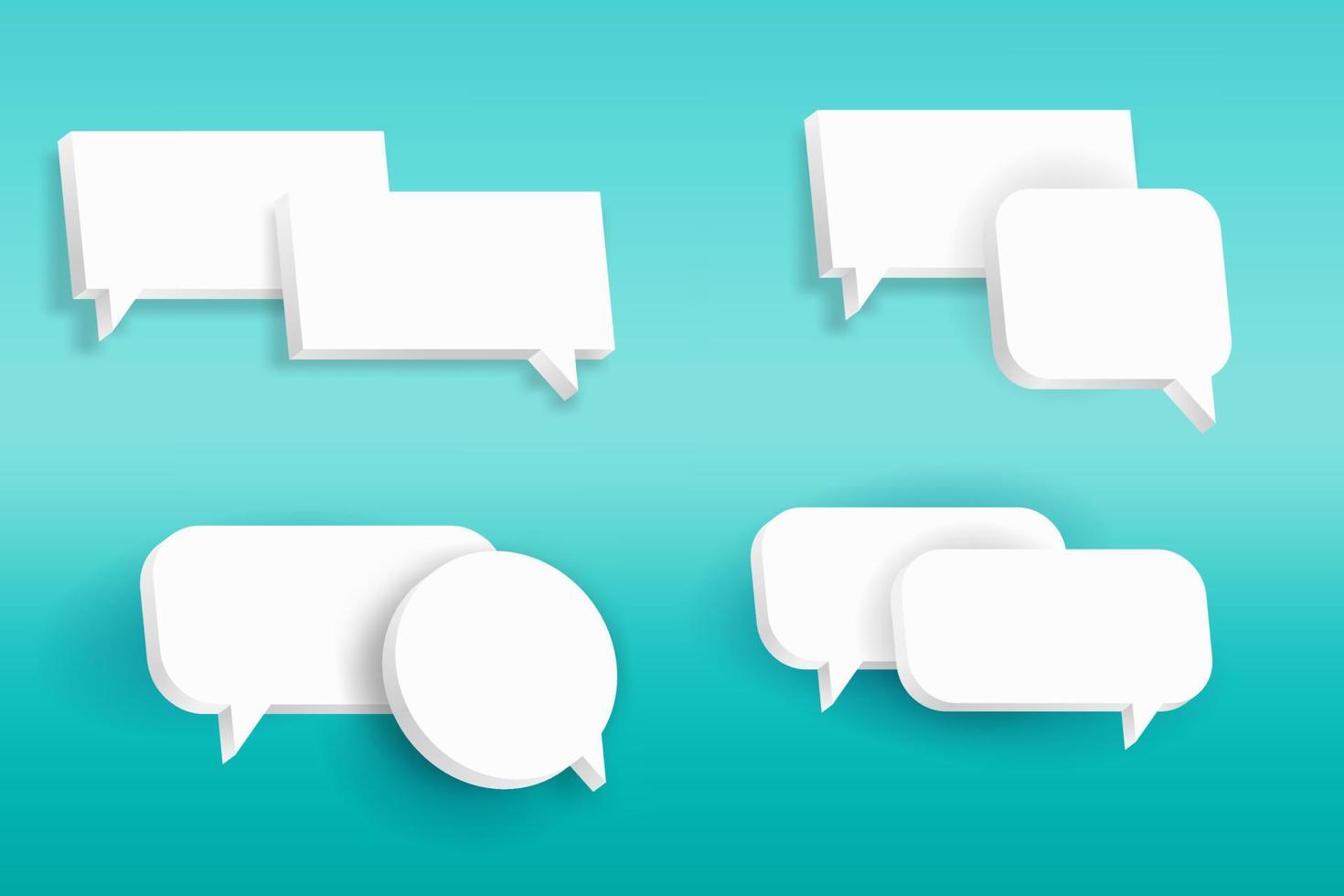 Set of four 3D speech bubble icons, isolated on orange background. 3D Chat icon set Realistic 3d design. vector