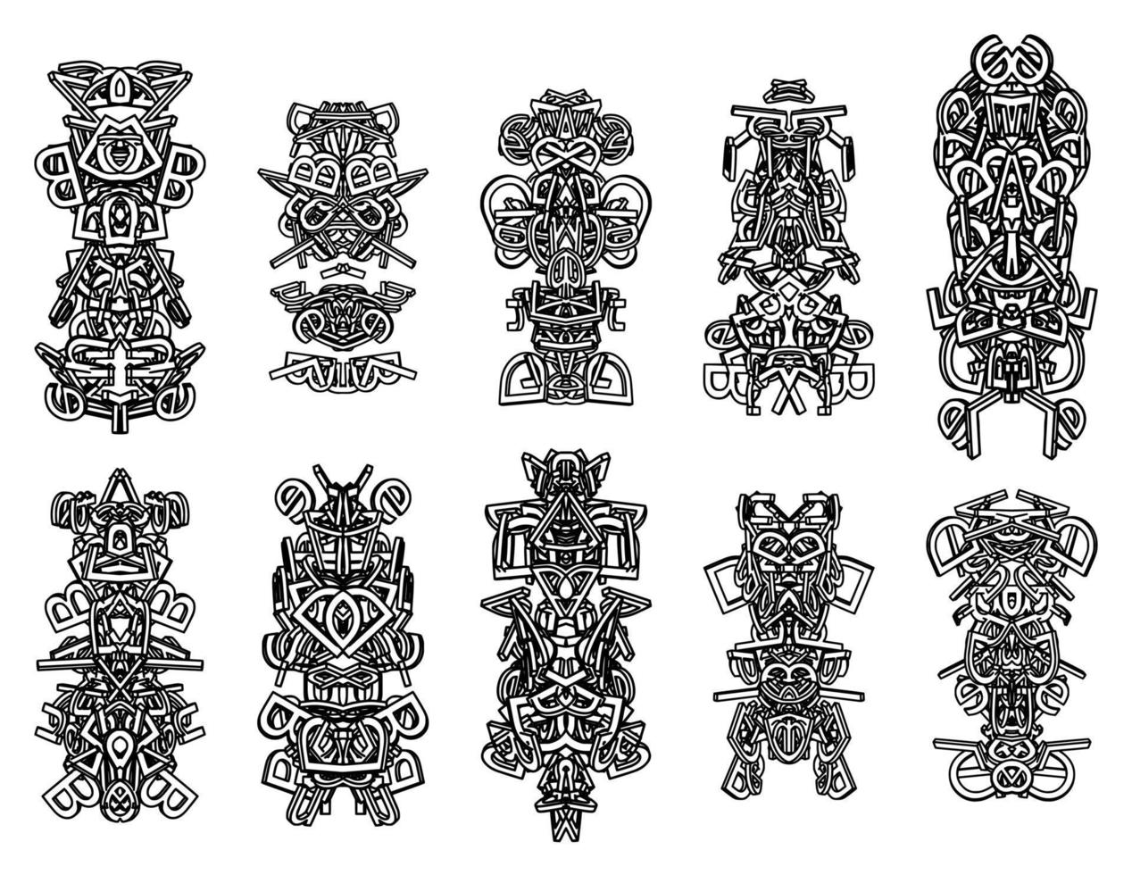 Isolated black icon traditional abstract totem on white background vector