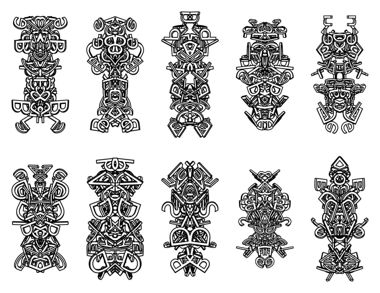 Isolated black icon traditional abstract totem on white background vector