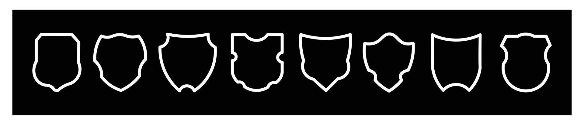 Shield icons set. Protect shield vector Black line shield icon set in Badge quality symbol Vector illustration. icons for design on black background