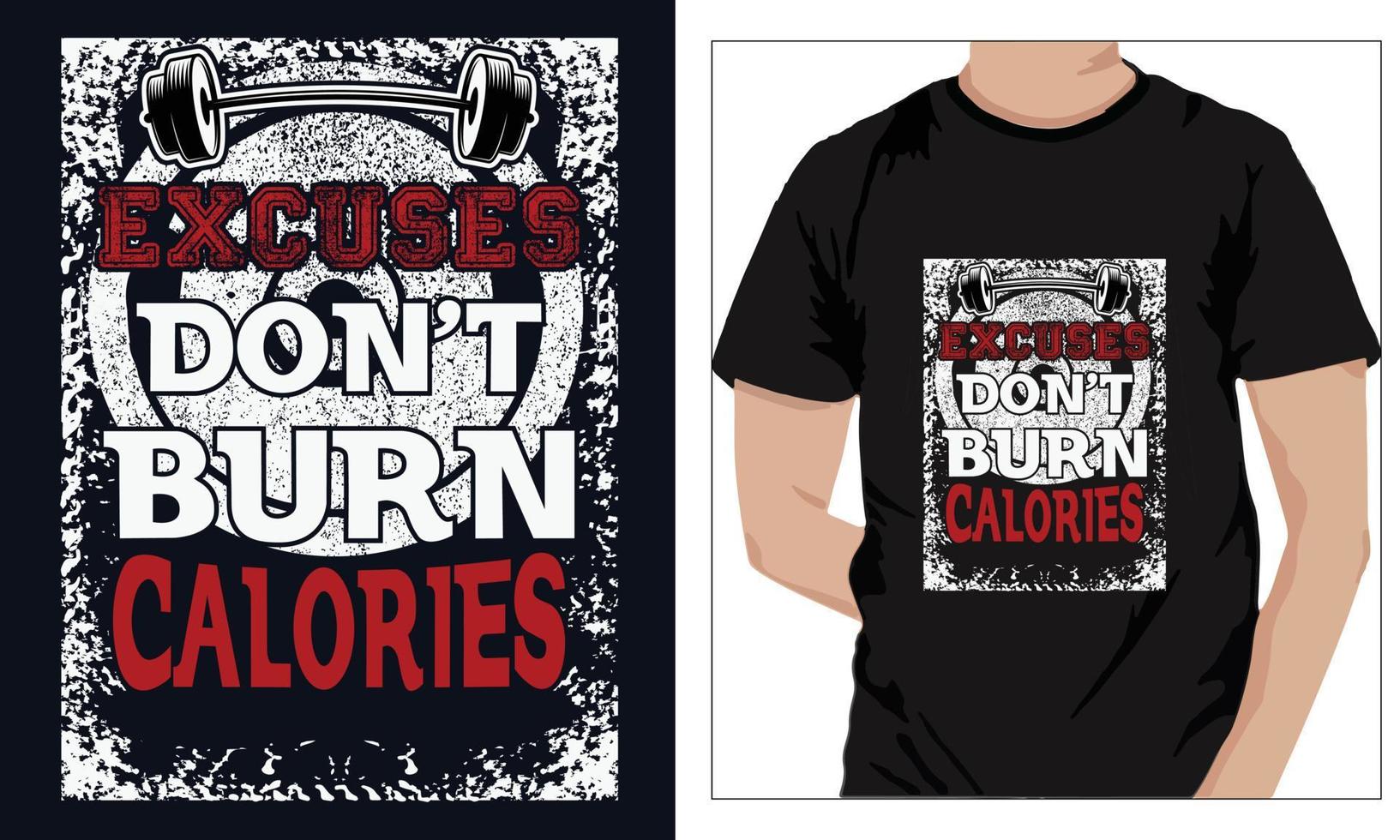 gimnasio fitness camisetas diseño excusas no quemar calorías vector