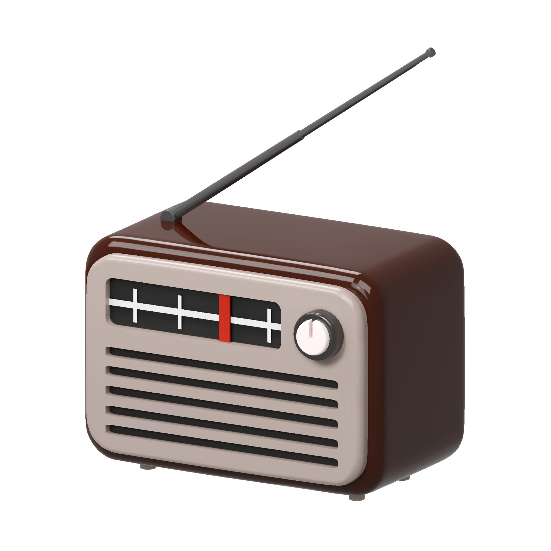 3d realistic brown old retro vintage radio tuner receiver icon