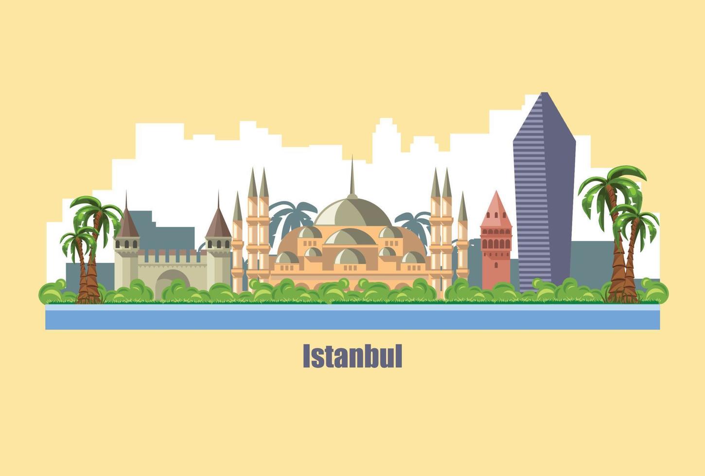 Istanbul city skyline, one of the oldest cities in Europe. vector