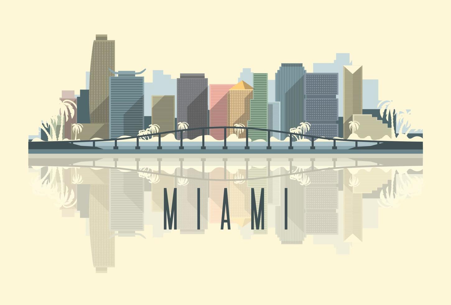 Skyline of Miami city in USA. vector