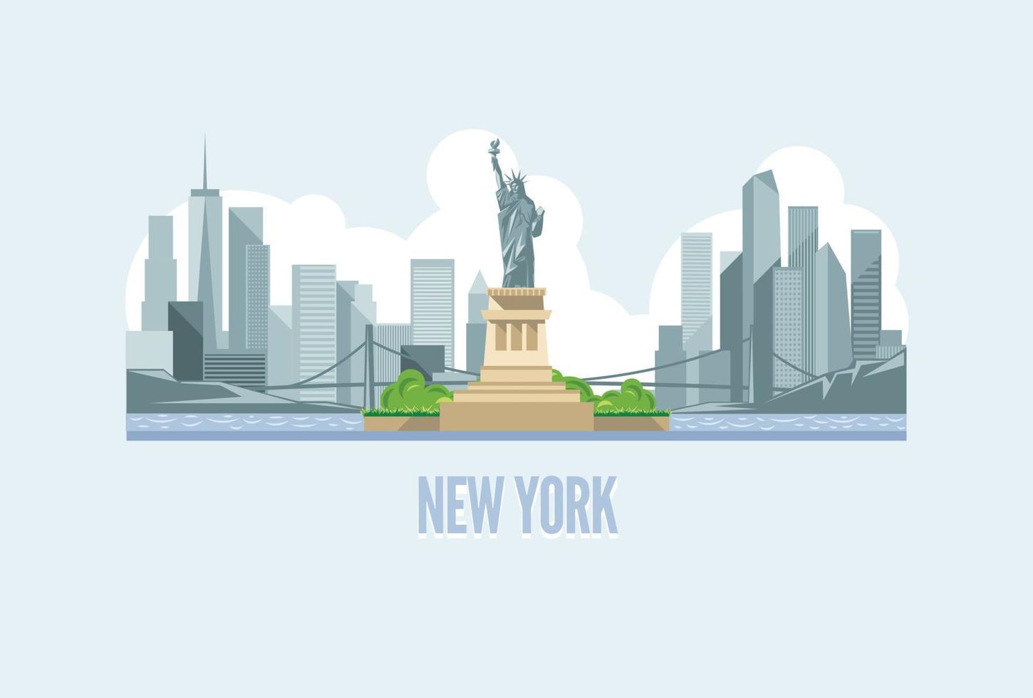 Skyline of New York City in USA. vector