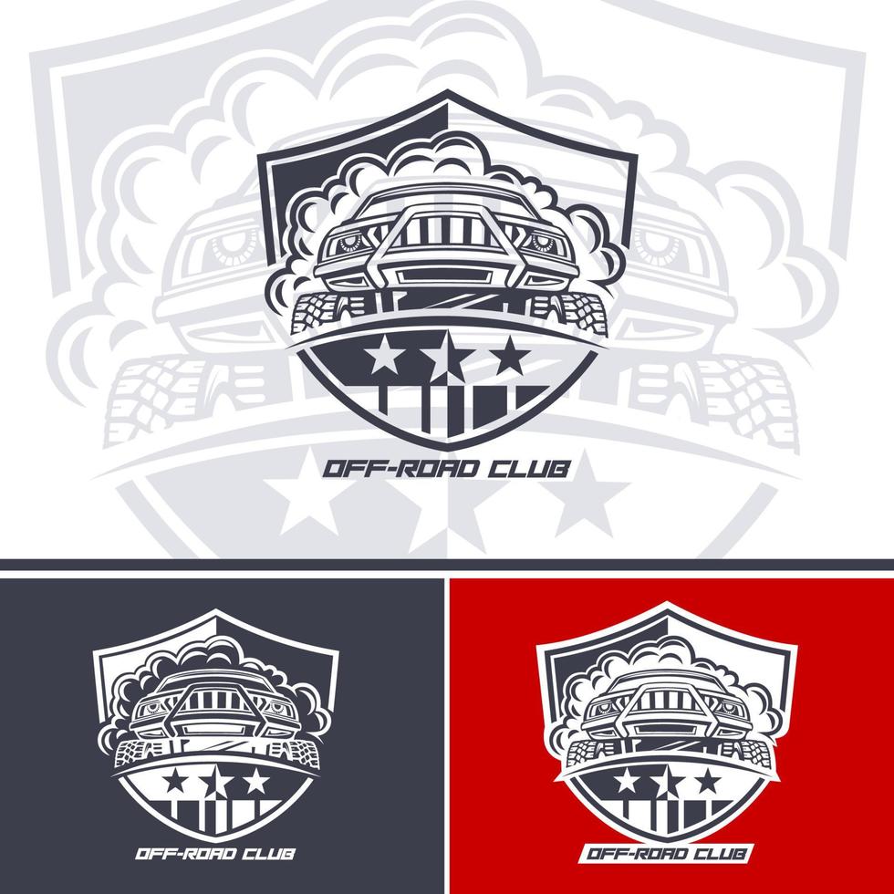 Logo of club SUV drivers mock up is made in one color. vector