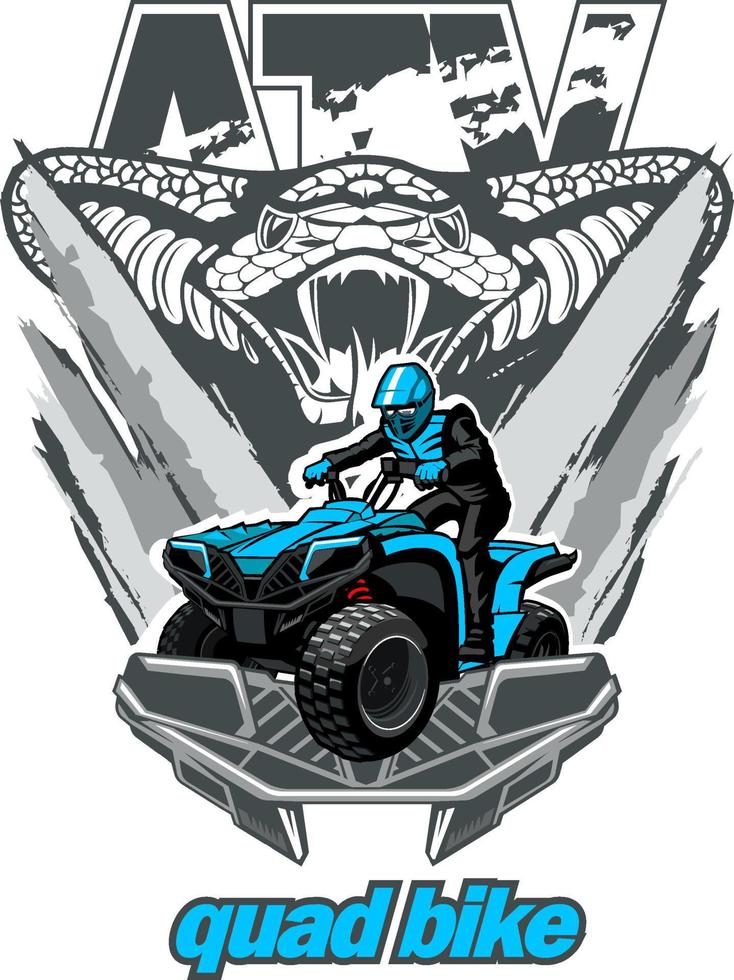 ATV quad con serpiente en segundo plano. vector