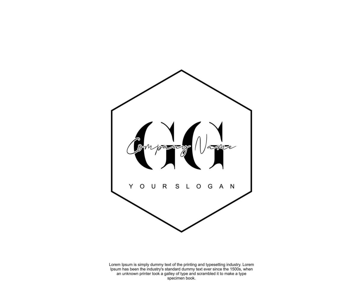 Initial GG Feminine logo beauty monogram and elegant logo design, handwriting logo of initial signature, wedding, fashion, floral and botanical with creative template vector