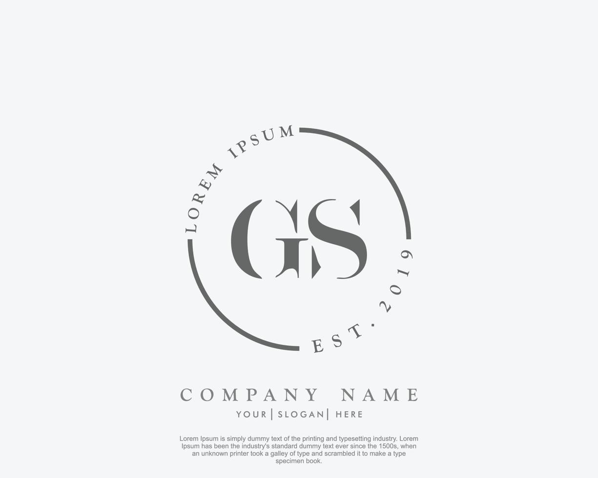 Initial GS Feminine logo beauty monogram and elegant logo design, handwriting logo of initial signature, wedding, fashion, floral and botanical with creative template vector