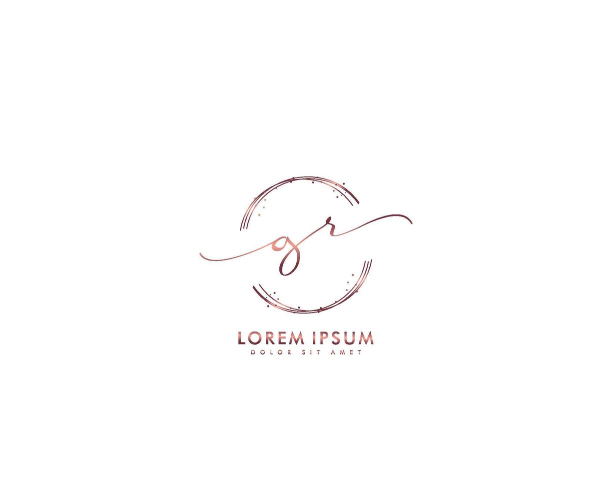 Initial GR Feminine logo beauty monogram and elegant logo design, handwriting logo of initial signature, wedding, fashion, floral and botanical with creative template vector