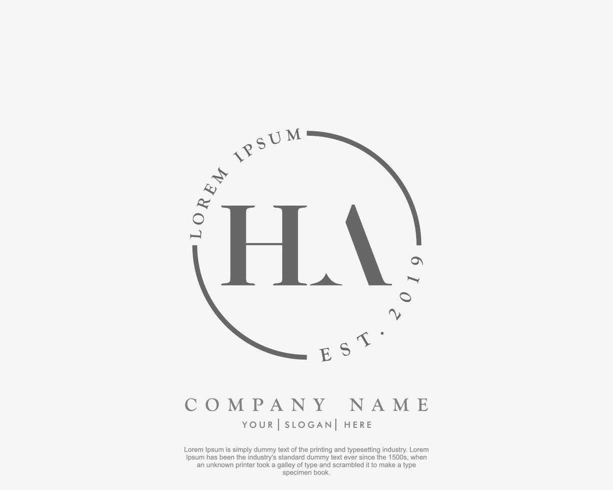 Initial HA Feminine logo beauty monogram and elegant logo design, handwriting logo of initial signature, wedding, fashion, floral and botanical with creative template vector