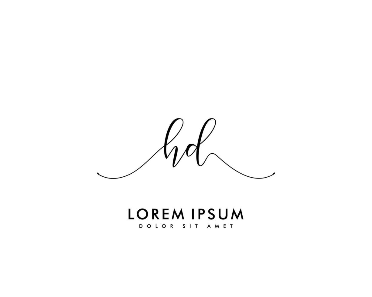 Initial HD Feminine logo beauty monogram and elegant logo design, handwriting logo of initial signature, wedding, fashion, floral and botanical with creative template vector