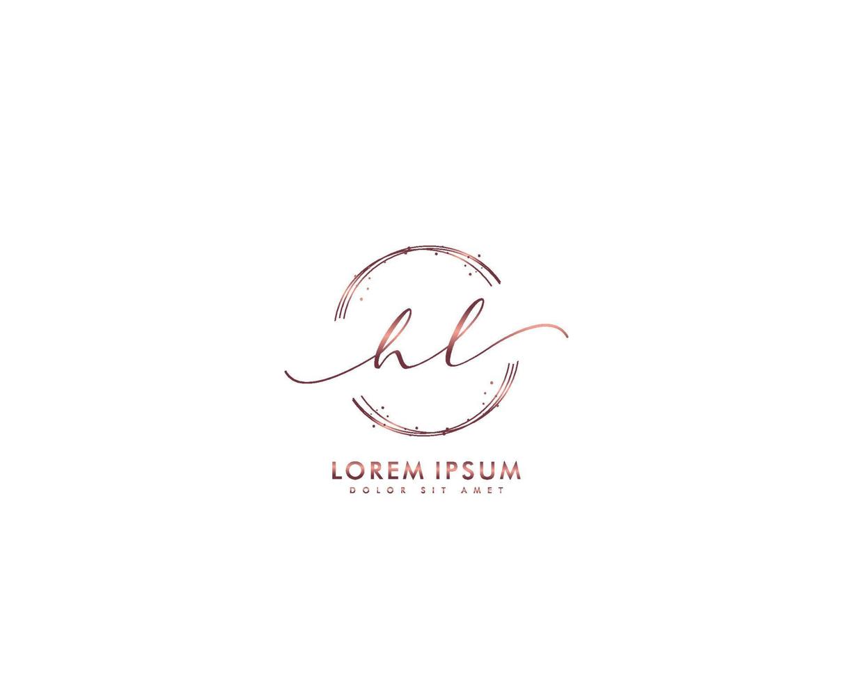 Initial HL Feminine logo beauty monogram and elegant logo design, handwriting logo of initial signature, wedding, fashion, floral and botanical with creative template vector
