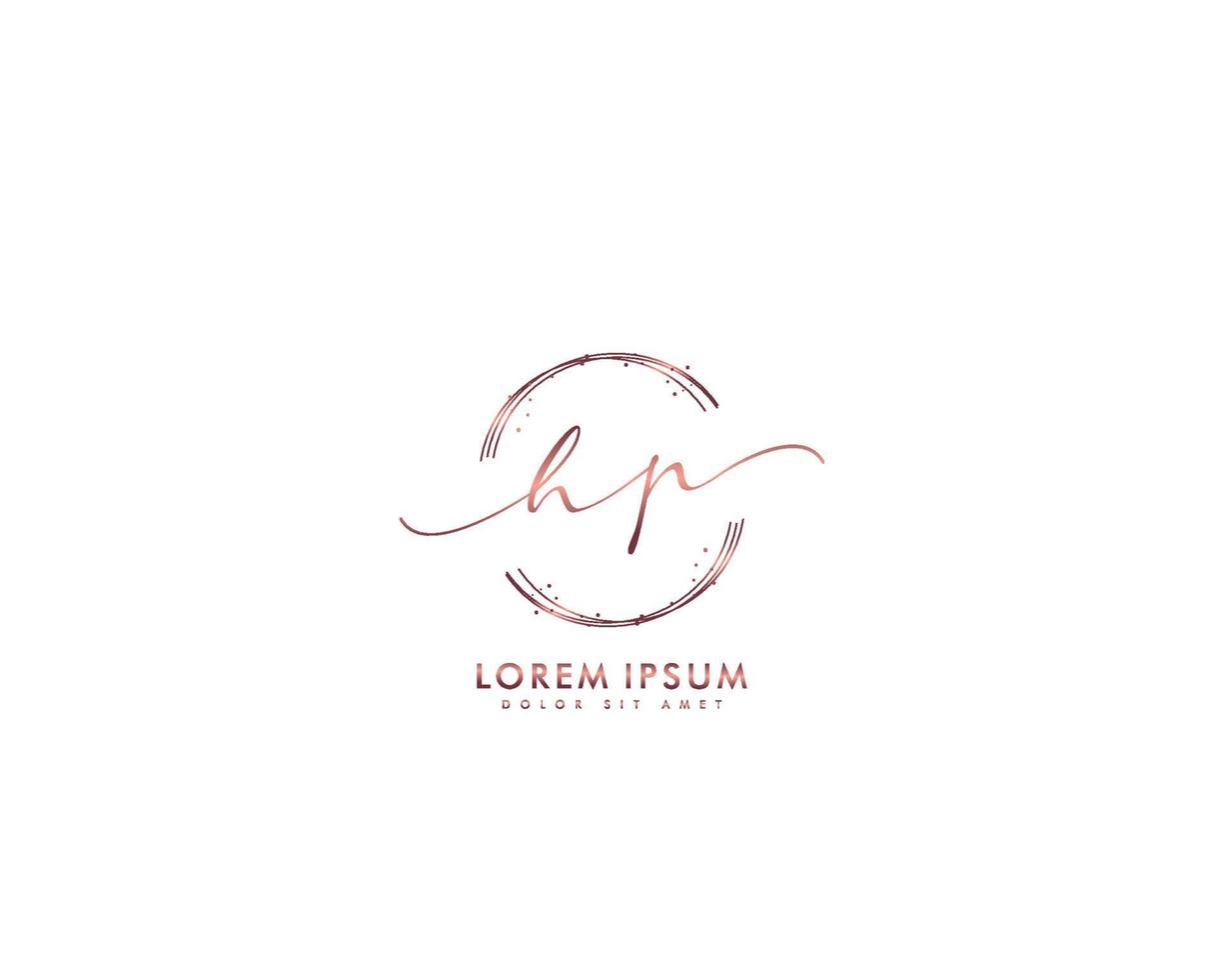 Initial HP Feminine logo beauty monogram and elegant logo design, handwriting logo of initial signature, wedding, fashion, floral and botanical with creative template vector