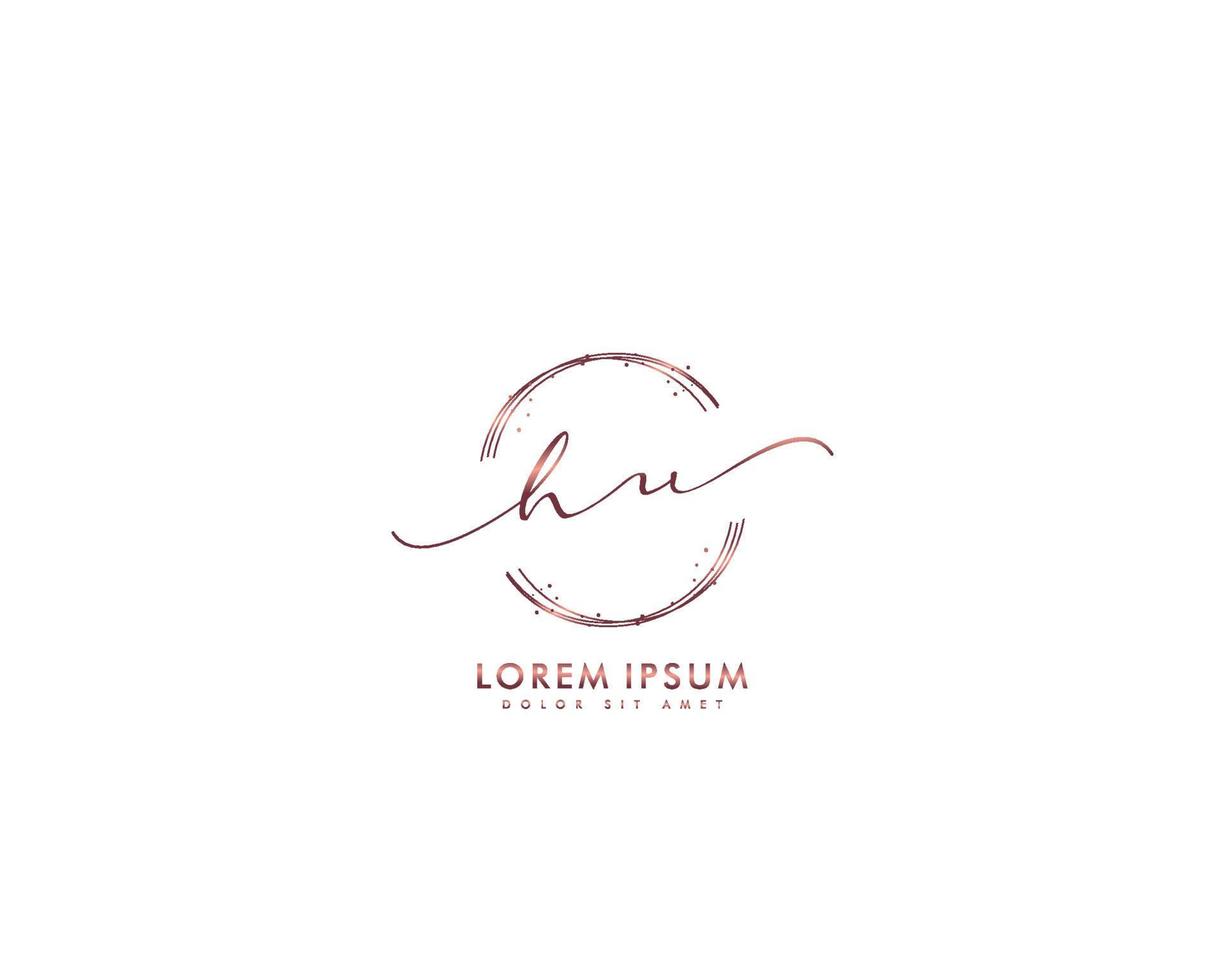 monograma de belleza del logotipo femenino hu inicial y diseño de logotipo elegante, logotipo de escritura a mano de la firma inicial, boda, moda, floral y botánica con plantilla creativa vector