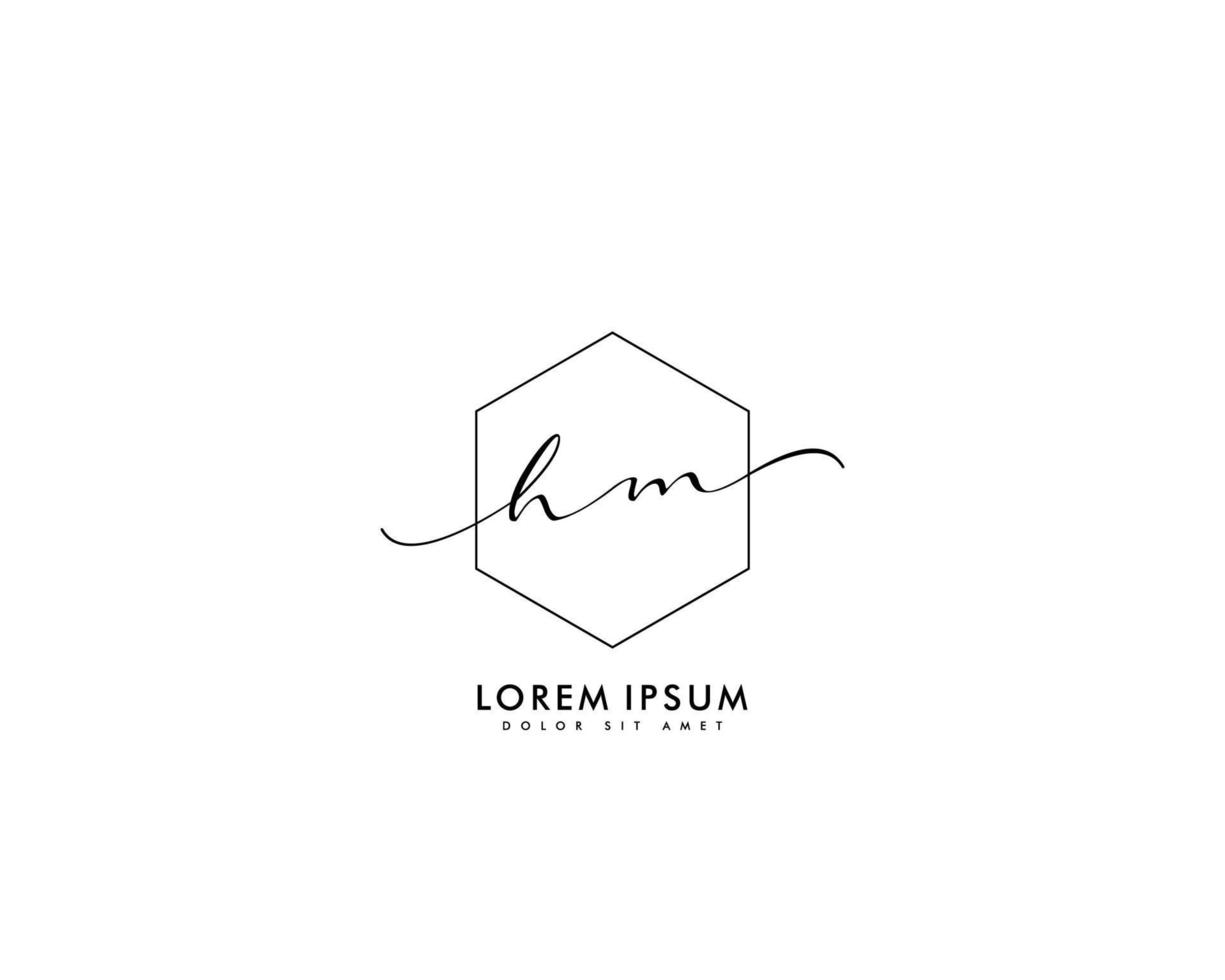 monograma de belleza de logotipo femenino inicial hm y diseño de logotipo elegante, logotipo de escritura a mano de firma inicial, boda, moda, floral y botánica con plantilla creativa vector