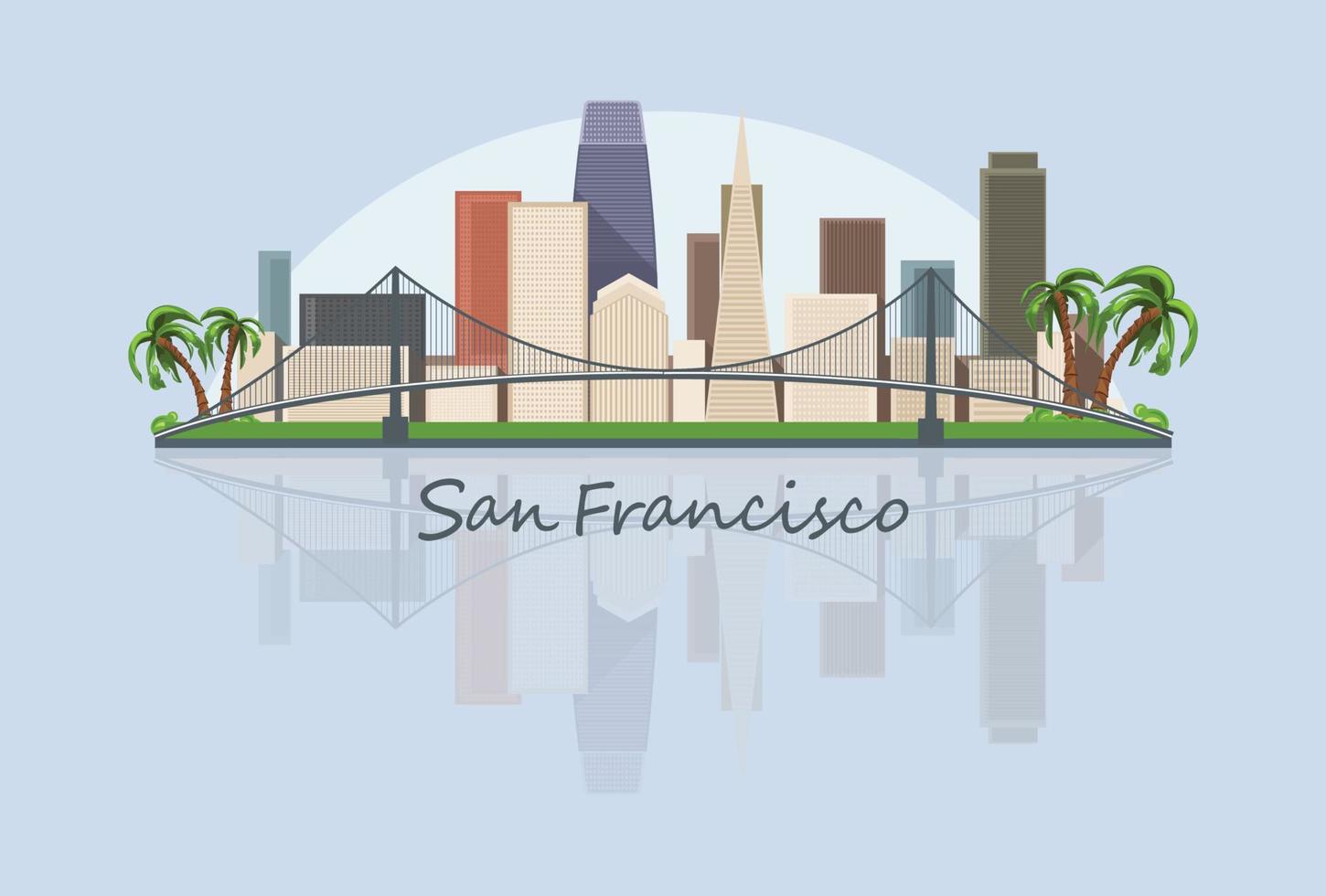 San Francisco city skyline in USA. vector