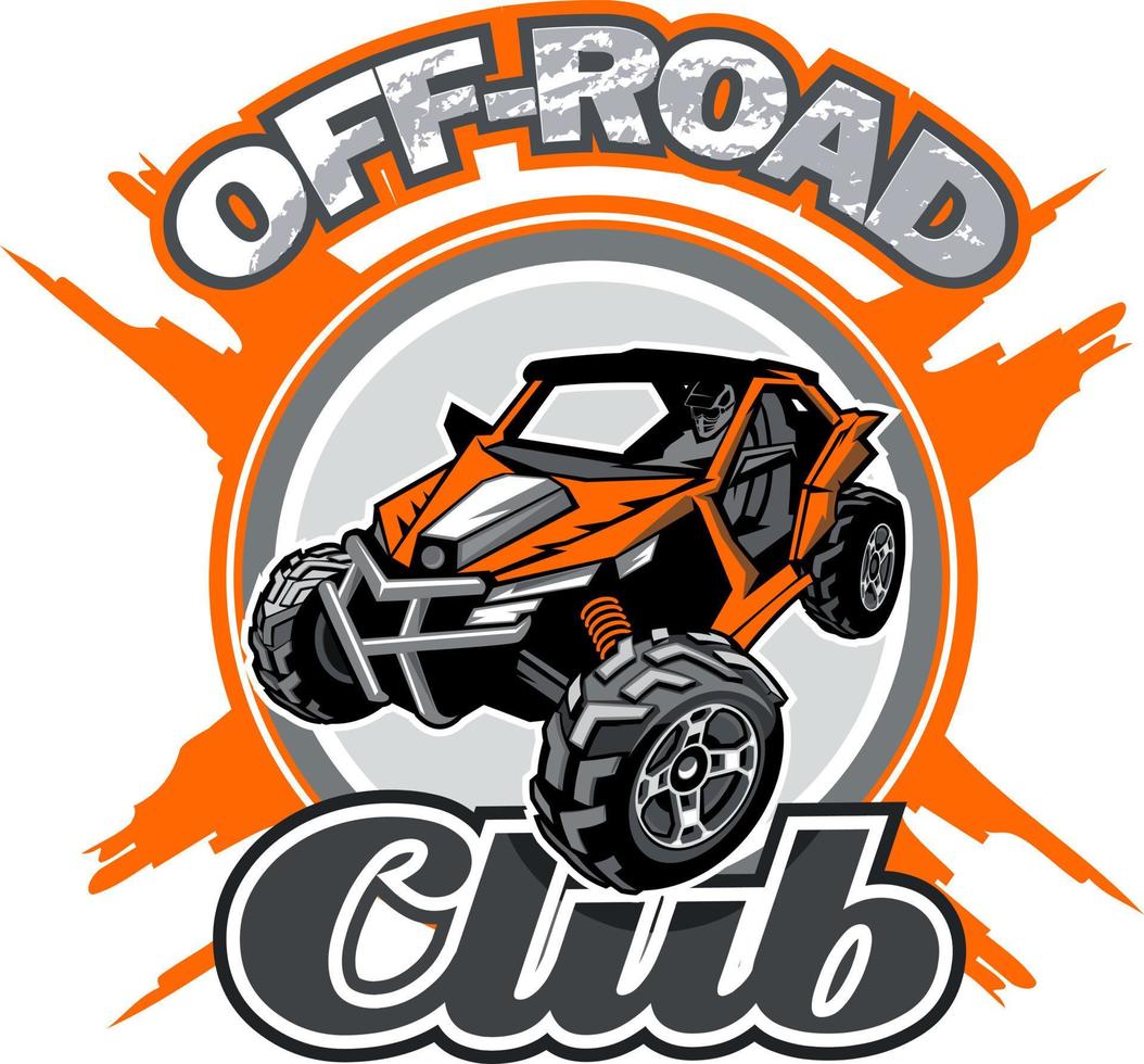 Off-Road UTV Club Logo with orange buggy in center vector