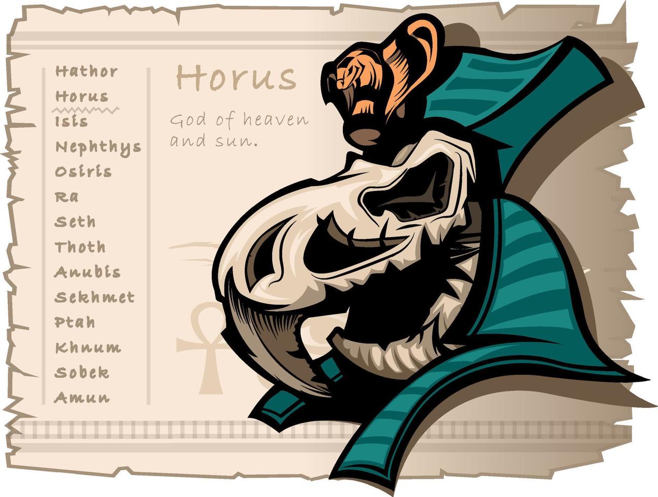 God Horus from ancient Egyptian mythology. Template banner in vintage style. vector