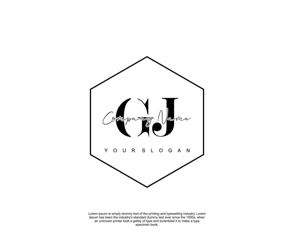 Initial GJ Feminine logo beauty monogram and elegant logo design, handwriting logo of initial signature, wedding, fashion, floral and botanical with creative template vector