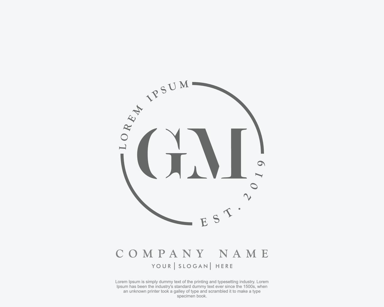 Initial GM Feminine logo beauty monogram and elegant logo design, handwriting logo of initial signature, wedding, fashion, floral and botanical with creative template vector