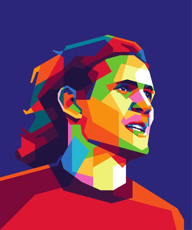 Central Java, Indonesia - February 3 2021, edison cavani football player in wpap illustration pop art style vector